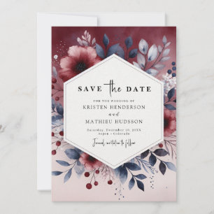 Trendy Bourgondische bruiloft Save The Date