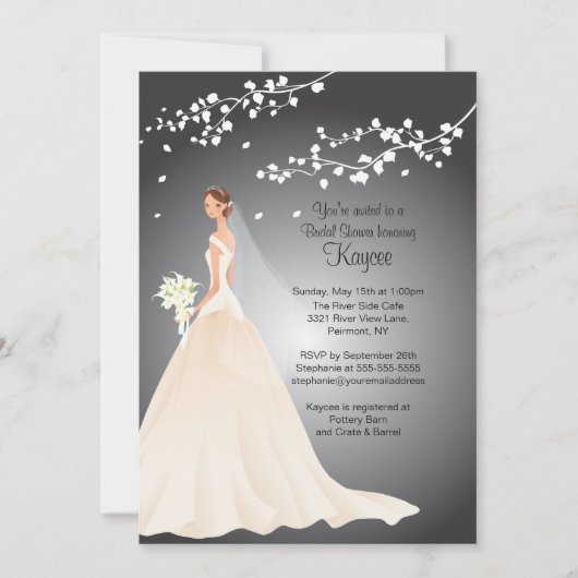 Trendy Bride Black & Grey Vrijgezellenfeest Invite Kaart (Voorkant)