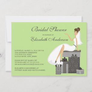 Trendy Bride Bridal Shower Invitation Green Grey Kaart