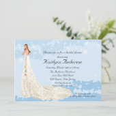 Trendy Bride Vrijgezellenfeest Blue Invitation Kaart (Staand voorkant)