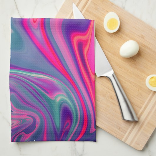 Trendy Bright Blauw Roze Groen Abstract Patroon Theedoek (Quarter Fold)