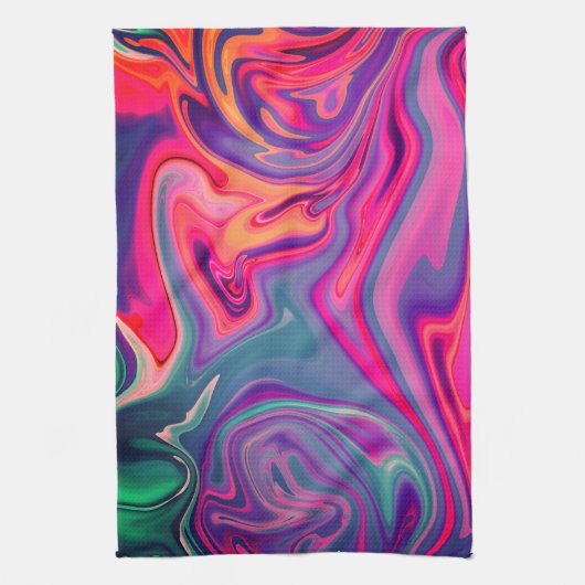Trendy Bright Blauw Roze Groen Abstract Patroon Theedoek (Verticaal)