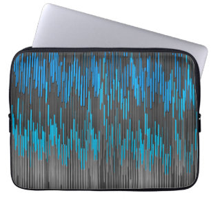 Trendy Bright Blue Black ZigZag Chevron Pattern Laptop Sleeve