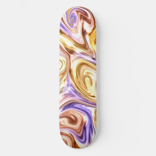 Trendy Bright Gold Paarse golven Abstract Patroon Skateboard