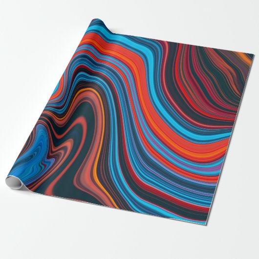 Trendy Bright Oranje Blauw Abstract Patroon Cadeaupapier (Uitgerold)
