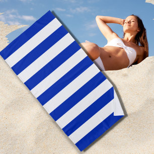 Trendy Bright Summer Primary Blue Stripes Strandlaken
