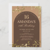 Trendy Brown and Gold Faux Glitter Drip Birthday Kaart (Voorkant)