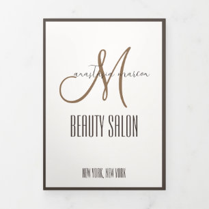 Trendy Brown Beauty SPA Salon Foto Monogram Drieluik Kaart