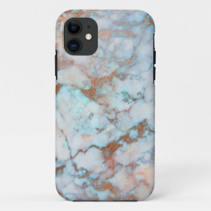 Trendy Brown en Light Blue Marble iPhone 11 Hoesje