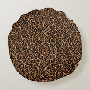Trendy Brown Exotic Fur Pattern-luipaard Rond Kussen
