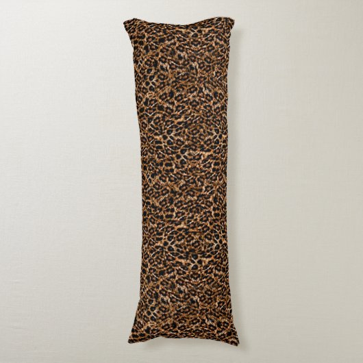 Trendy Brown Exotic Fur Pattern-luipspafdruk Lichaamskussen (Voorkant Verticaal)