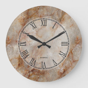 Trendy Brown Faux Marble Stone Pattern Grote Klok