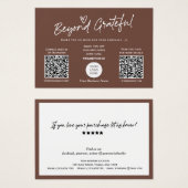 Trendy brown modern script QR-code bedankt je kaar Visitekaartje (Voorkant /achterkant)