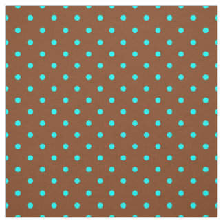 Trendy Brown Turquoise Blue Polka Dot Pattern Stof
