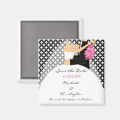 Trendy bruid & bruidegom Save The Date Magnet Magneet (Voorkant / Achterkant)