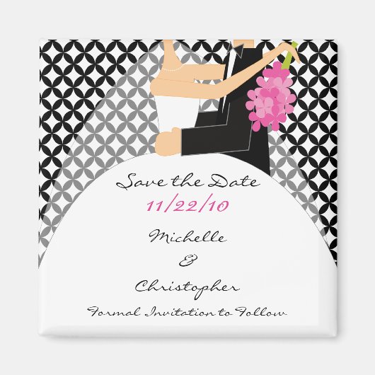 Trendy bruid & bruidegom Save The Date Magnet Magneet (Voorkant)