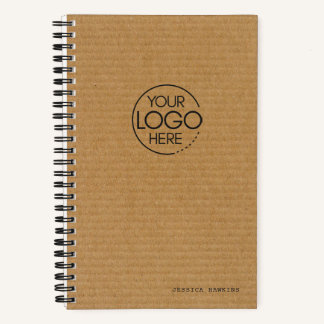 Trendy Bruin Gegolfd Karton Modern Logo Notitieboek