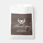 Trendy bruin hout land chique hert gewei bruiloft bedankzakje (Voorkant)