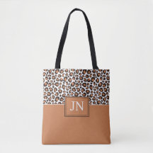 Trendy bruine luipaardprint met initialen