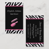 Trendy Brush Roze en Zwarte Zebra Hair Salon Visitekaartje (Voorkant / Achterkant)