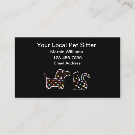 Trendy Budget Pet Sitter Visitekaartjes (Voorkant)