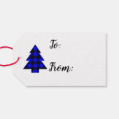 Trendy Buffalo Plaid Kerstbomen Cadeaulabel (Achterkant Horizontaal)