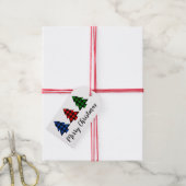 Trendy Buffalo Plaid Kerstbomen Cadeaulabel (Met Touw)