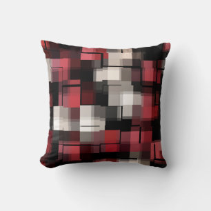 Trendy Burgundy Black White, Abstract speldenspel Kussen