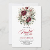 Trendy Burgundy Greenery Bridal Shower Invitation (Devant)
