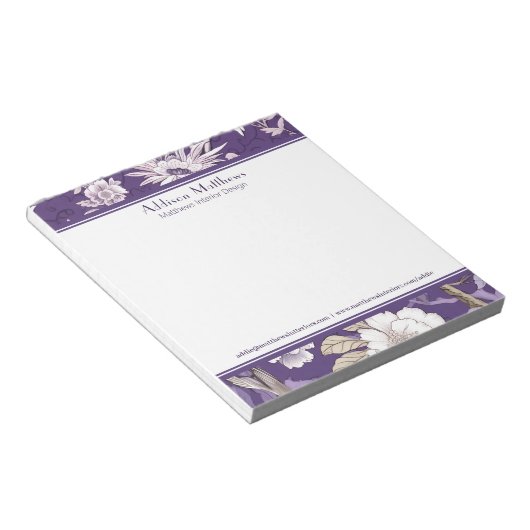 Trendy Business gepersonaliseerd Paarse Bloemen To Notitieblok (Schuin)