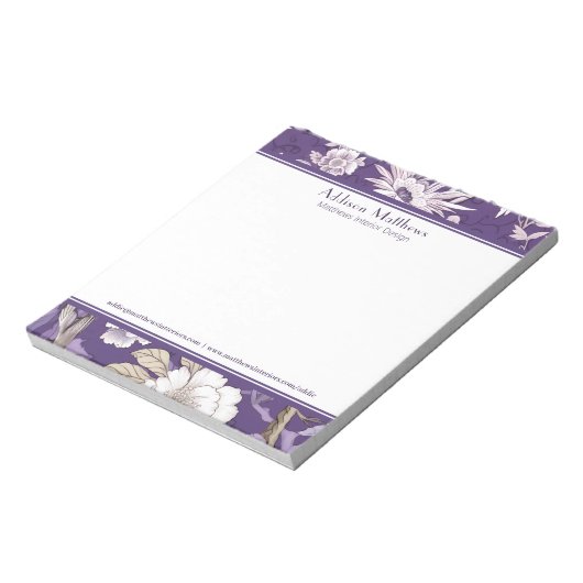 Trendy Business gepersonaliseerd Paarse Bloemen To Notitieblok (Gedraaid)