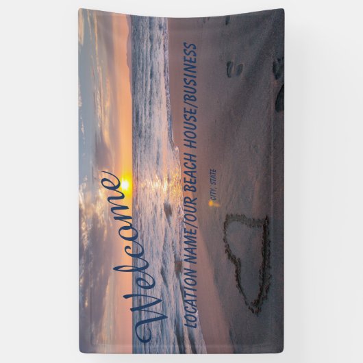 Trendy Business Personal Ocean Sunset Banner (Verticaal)