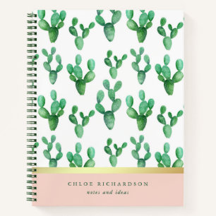 Trendy Cactus bloost en het Gouden Patroon van Notitieboek