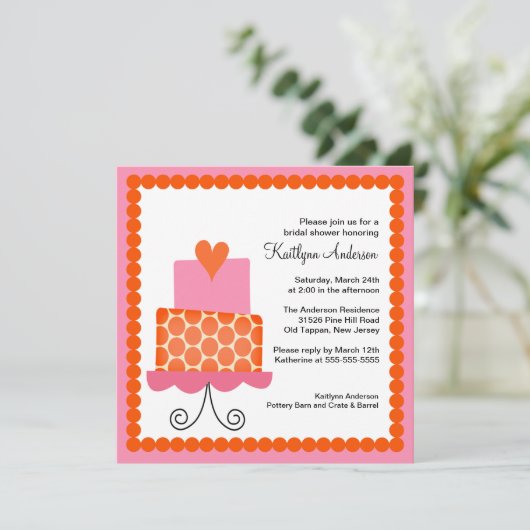 Trendy Cake Bridal Shower Kaart (Staand voorkant)