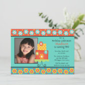 Trendy Cake Photo Birthday Invitation Kaart (Staand voorkant)