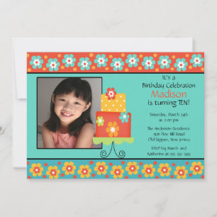 Trendy Cake Photo Birthday Invitation Kaart
