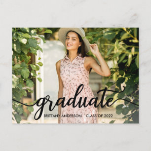 Trendy Calligraphy Afstuderen Photo Annountion Briefkaart