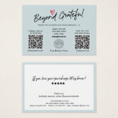 Trendy Calligraphy Dusty Blue QR Code Cadecard Visitekaartje (Voorkant /achterkant)