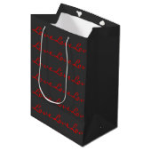 Trendy Calligraphy Grijs Rode Liefde Bruiloft Medium Cadeauzakje (Voorkant Gekanteld)