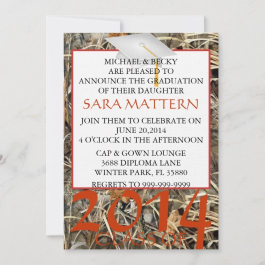 Trendy Camo Classic Elegant Afstuderen Invitation Kaart (Voorkant)