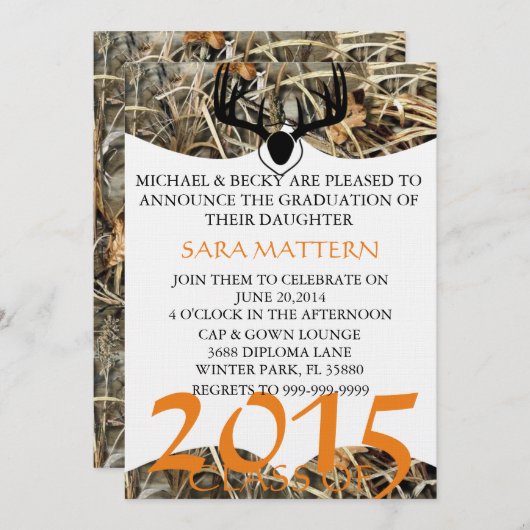 Trendy Camo Classic Elegant Afstuderen Uitnodiging (Voorkant / Achterkant)