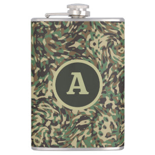 Trendy Camouflage Groen Gepersonaliseerd Letter Heupfles