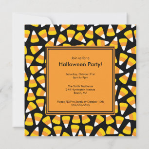 Trendy Candy Corn Halloween Invitation Kaart