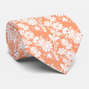 Trendy Cantaloupe Floral Pattern Groomsmen Wedding Stropdas