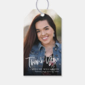 Trendy Casual Script Afstuderen Foto Dank u Cadeaulabel (Voorkant)