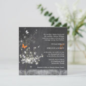 Trendy Chalkboard Dandelion Wedding Kaart (Staand voorkant)