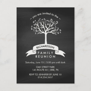 Trendy Chalkboard Family Reunion met Tree Uitnodiging Briefkaart