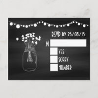 Trendy Chalkboard Mason Jar Wedding RSVP