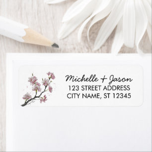 Trendy Cherry Blossom Tree Branch Retouradres Etiket