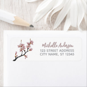 Trendy Cherry Blossom Tree Branch Retouradres Etiket
